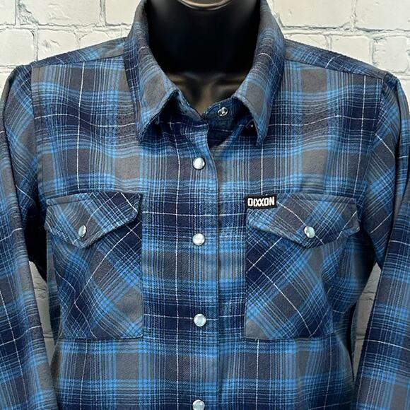 Dixxon Flannel Company Tops - Dixxon Flannel Co Pearl Snap Button Front Shirt Western Plaid Blue Womens Small